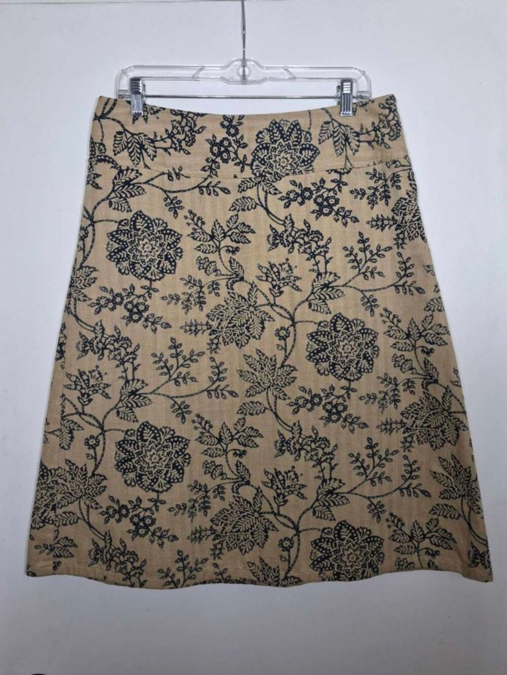 Vintage Eddie Bauer Floral Woodblock A-Line Cotton Skirt - Size 10/M